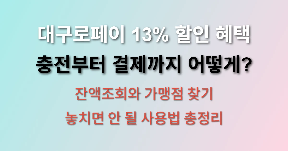 대구로페이 사용방법 및 잔액조회 방법 (가맹점 찾기, 충전방법) 관련 정보 이미지