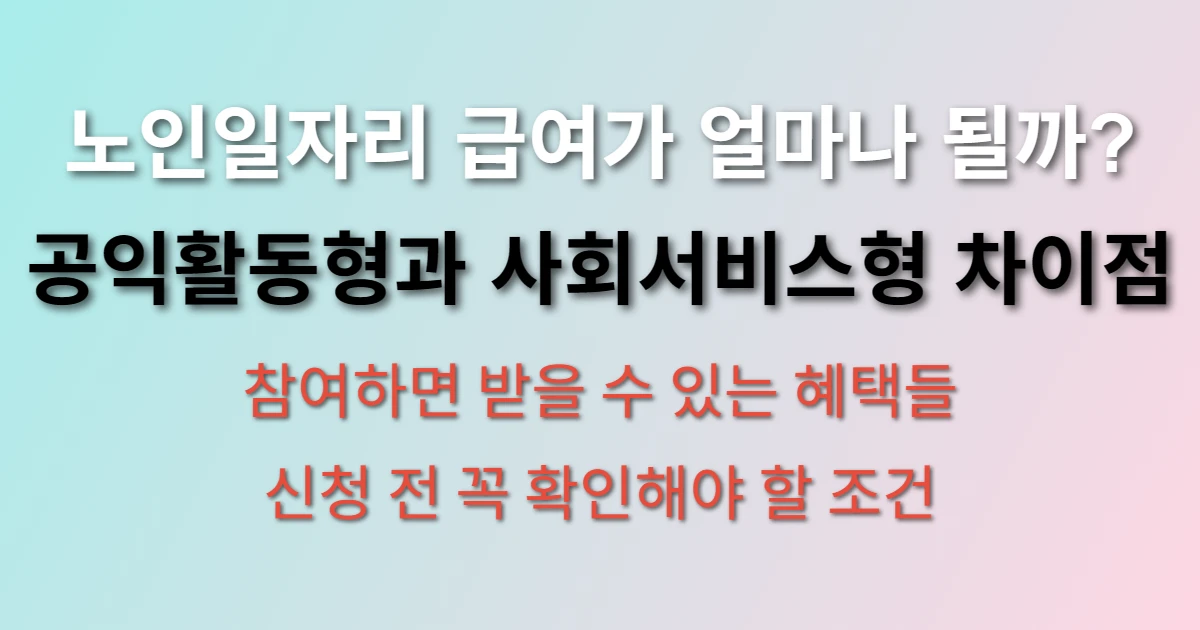 노인일자리 지원사업 종류 및 급여와 참여 혜택 알아보기