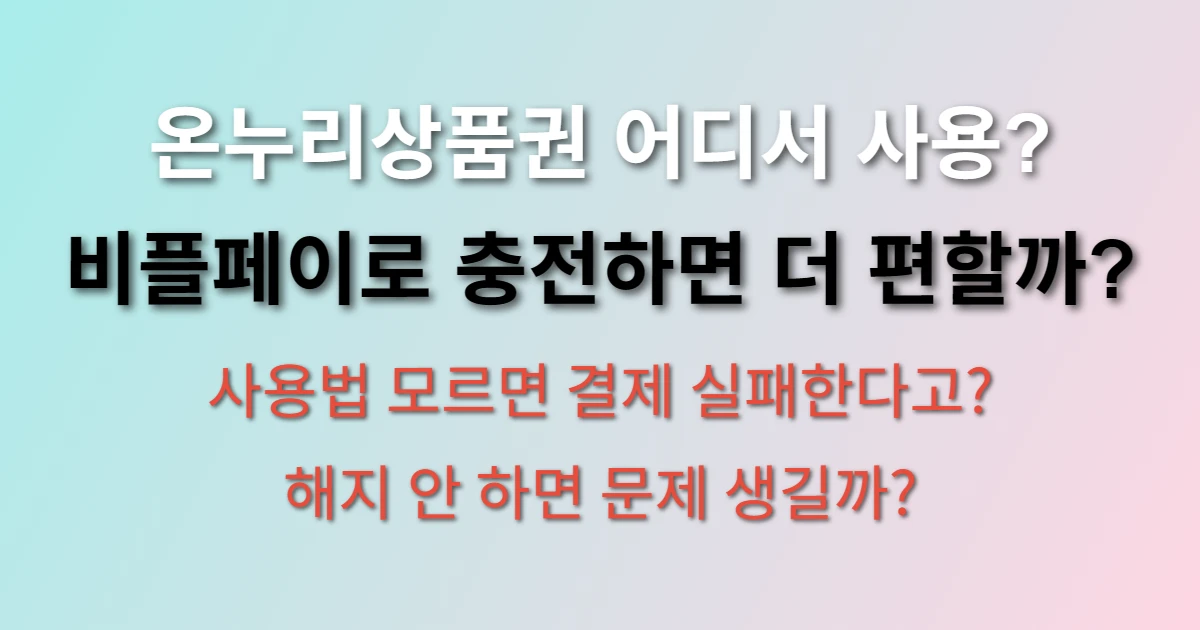 비플페이 온누리 상품권 사용처 및 충전 방법 관련 정보 이미지