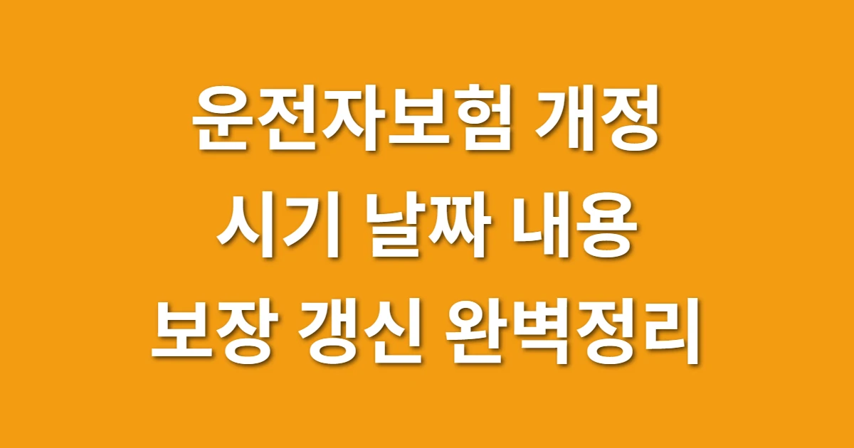 운전자보험 개정 시기 날짜 내용 보장 갱신 완벽정리